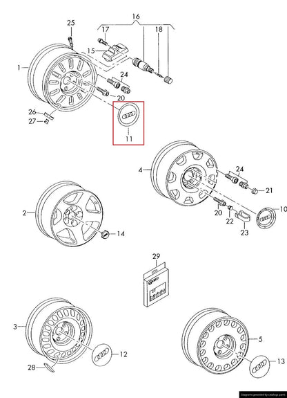 Audi 100 / A6 C4 Plastic Wheel Center Cap