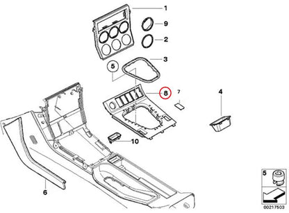 BMW Z3 Center Console Lower Trim Panel LHD - OEM Look Part #51162491396