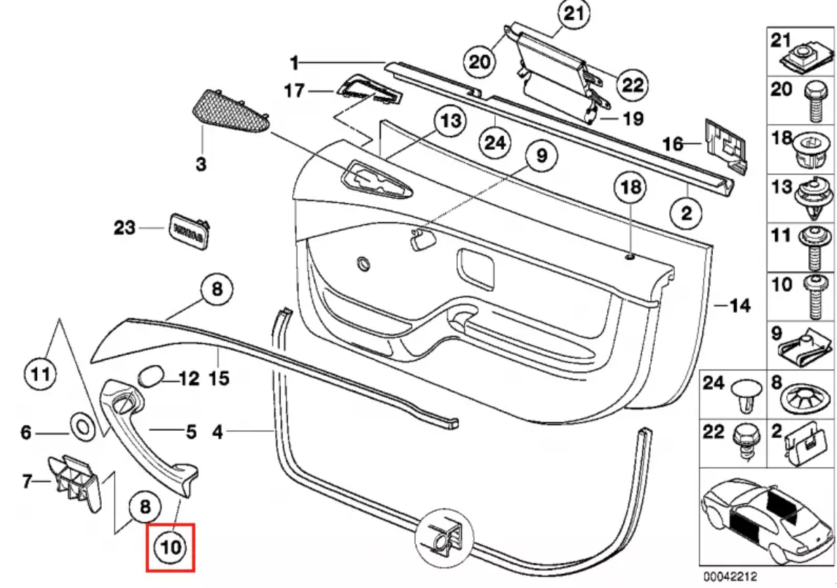 BMW Z3 E36 Inside Door Pull Grab Handle left and right 51418401173 & 51418401174